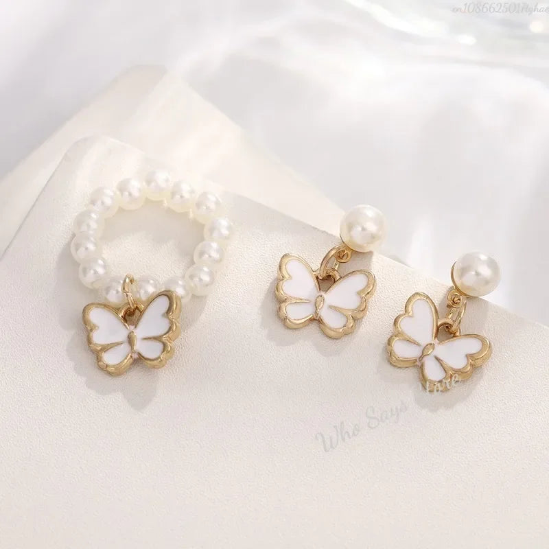 4pcs Premium Imported Butterfly Pearl Jewelry Set