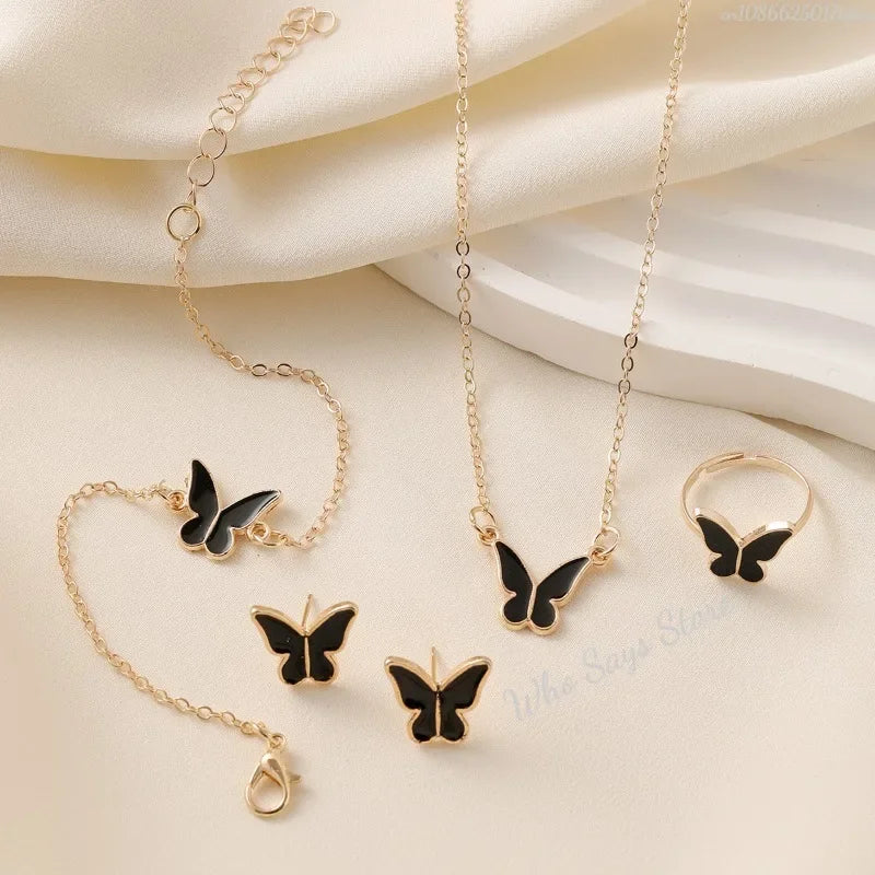 4pcs Premium Imported Butterfly Pearl Jewelry Set