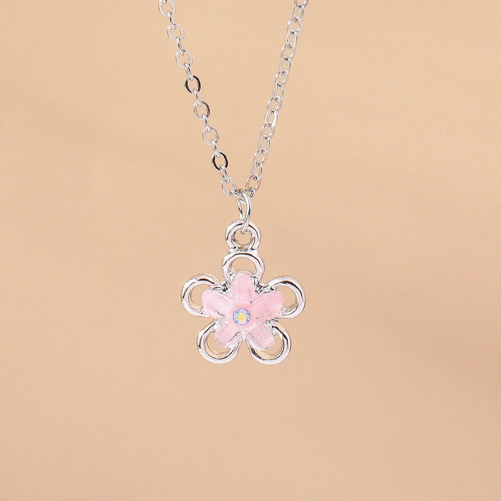 Delicate Y2k Crystal Pink Zircon Heart Necklace for Women Girl Bowknot Pendant Necklace Chain Party Jewelry Gifts