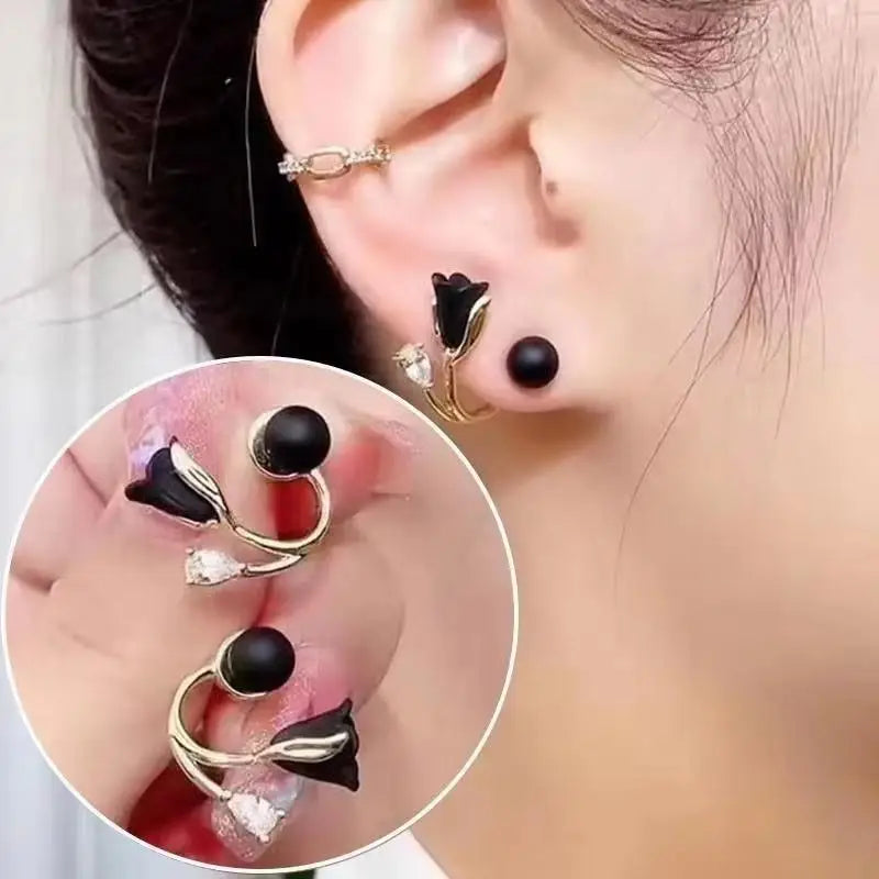 925 Silver Needle Korean Vintage Brown Pearl Earrings For Women Jewelry 2026 Trending New Luxury Women's Red Ball Earrings gifts