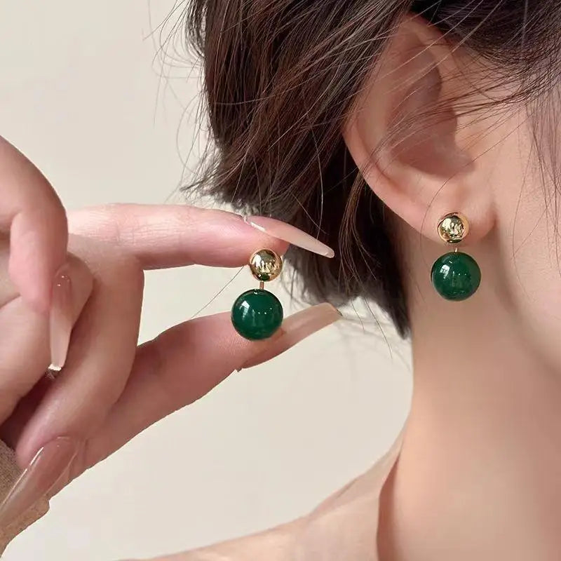 925 Silver Needle Korean Vintage Brown Pearl Earrings For Women Jewelry 2026 Trending New Luxury Women's Red Ball Earrings gifts