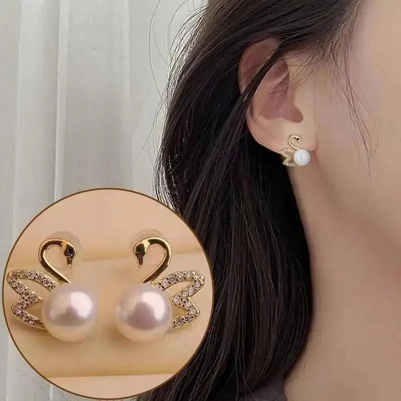 925 Silver Needle Korean Vintage Brown Pearl Earrings For Women Jewelry 2026 Trending New Luxury Women's Red Ball Earrings gifts