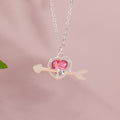 Premium Imported Y2K Crystal Pink Zircon Heart & Bowknot Necklace