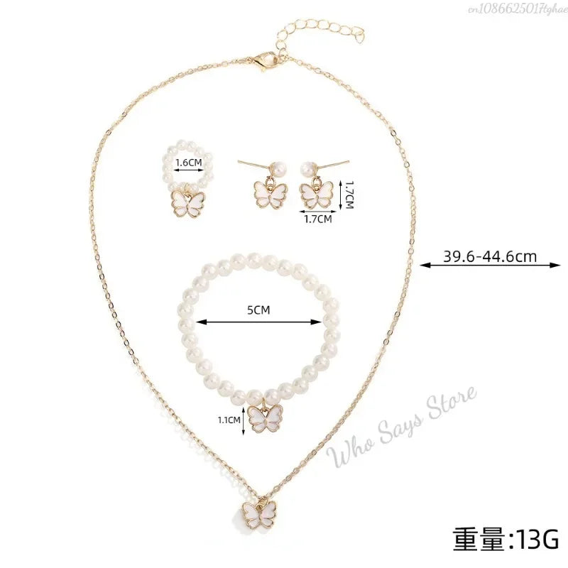 4pcs Premium Imported Butterfly Pearl Jewelry Set