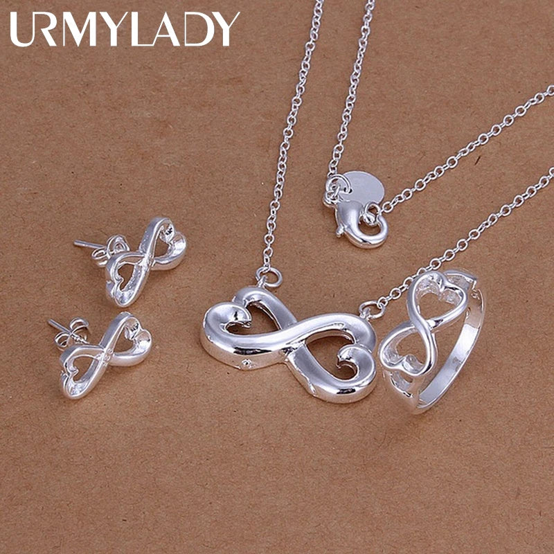 Premium Imported 925 Sterling Silver Jewelry Set — Ring, Necklace & Earrings