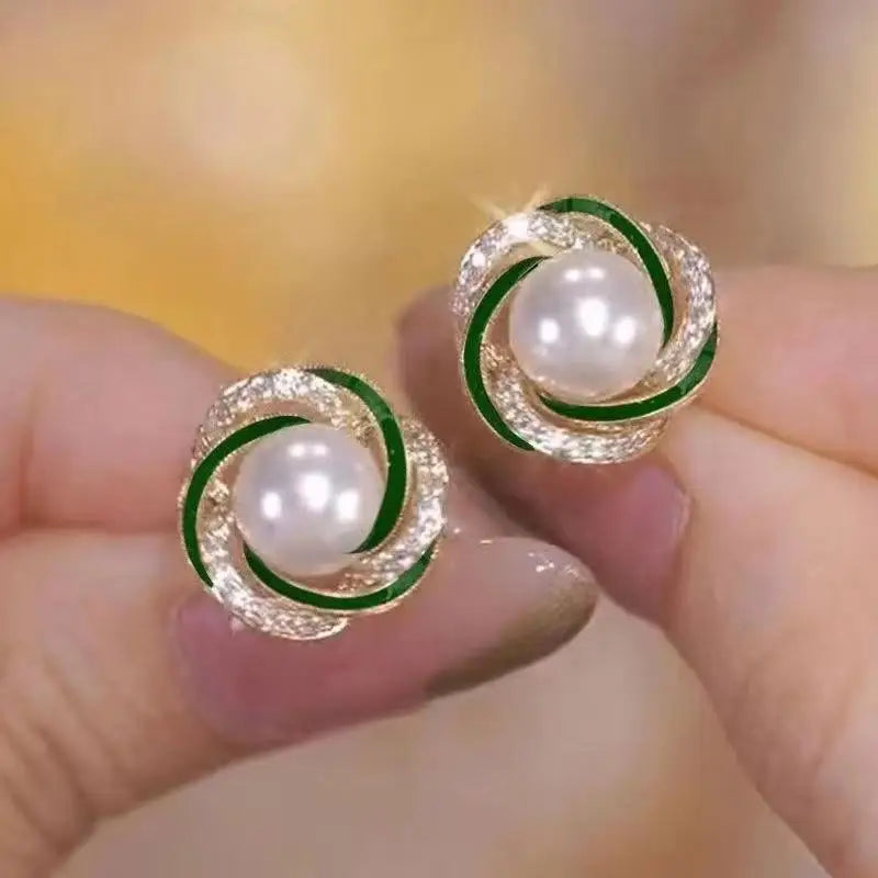 925 Silver Needle Korean Vintage Brown Pearl Earrings For Women Jewelry 2026 Trending New Luxury Women's Red Ball Earrings gifts