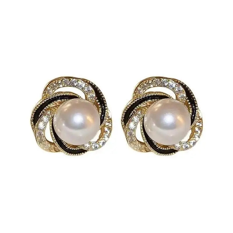 925 Silver Needle Korean Vintage Brown Pearl Earrings For Women Jewelry 2026 Trending New Luxury Women's Red Ball Earrings gifts