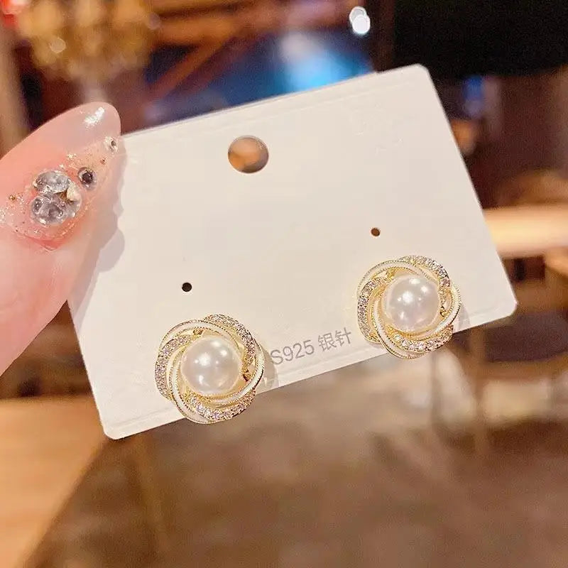 925 Silver Needle Korean Vintage Brown Pearl Earrings For Women Jewelry 2026 Trending New Luxury Women's Red Ball Earrings gifts