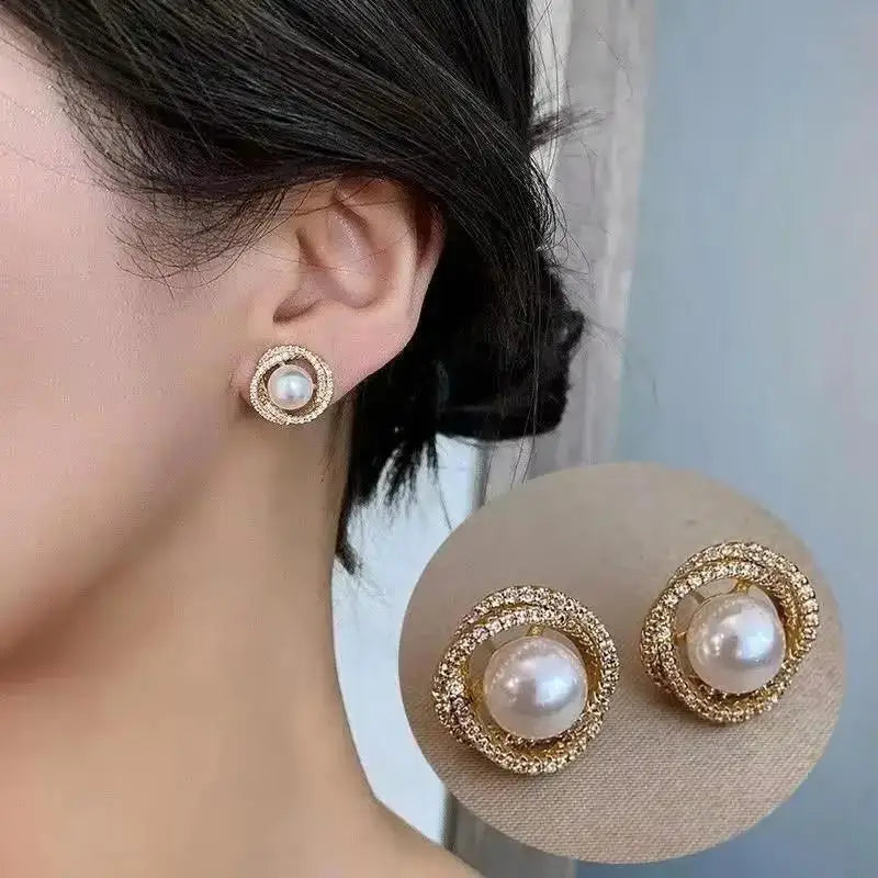 925 Silver Needle Korean Vintage Brown Pearl Earrings For Women Jewelry 2026 Trending New Luxury Women's Red Ball Earrings gifts